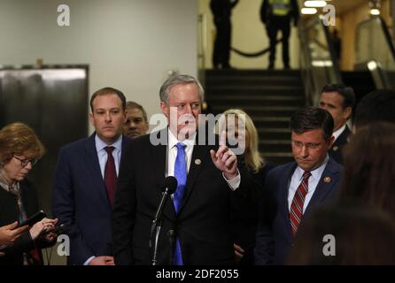 Der Repräsentant Mark Meadows, ein Republikaner aus North Carolina, spricht mit Reportern während einer Pause vom Amtsenthebungsverfahren am Mittwoch, den 29. Januar 2020 im US-Kapitol in Washington, DC, USA. Foto von Joshua Lott/CNP/ABACAPRESS.COM Stockfoto