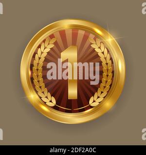Goldmedaille. Symbol an erster Stelle. Abbildung Stockfoto