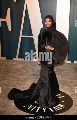 Halima Aden nimmt an der Vanity Fair Oscar Party im Wallis Annenberg Center for the Performing Arts am 09. Februar 2020 in Beverly Hills, Los Angeles, CA, USA, 9. Februar 2020 Teil. Foto von David Niviere/ABACAPRESS.COM Stockfoto