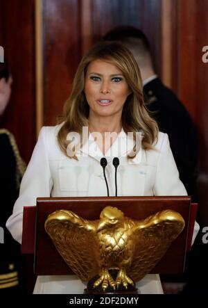 US-First Lady Melania Trump hält Bemerkungen bei der 2020 Gouverneure 'Ehegatten' Mittagessen im Weißen Haus in Washington am 10. Februar 2020. Foto von Yuri Gripas/ABACAPRESS.COM Stockfoto