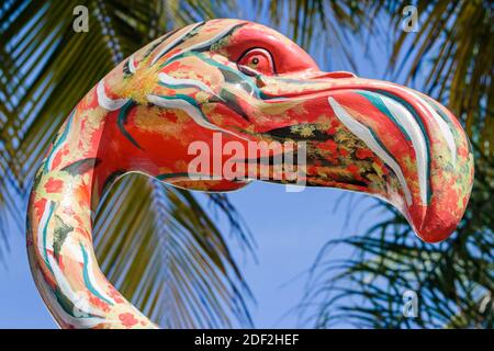 Miami Beach Florida, South Beach, Ocean Drive, Flamingo Statue öffentliche Kunst Skulptur Fiberglas, Stockfoto