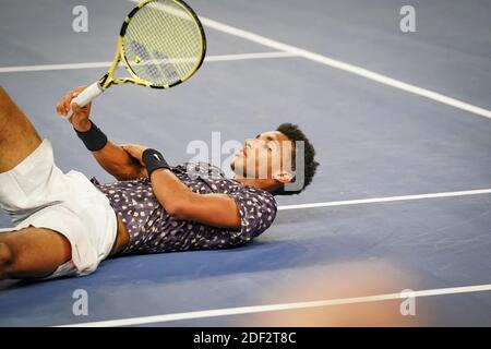 Felix Auger-Aliassime (CAN) beim Open 13 Provence ATP 250 Finale zwischen Stefanos Tsitsipas gegen Felix Auger-Aliassime, in Marseille, Frankreich am 23. Februar 2020. Foto von Julien Poupart/ABACAPRESS.COM Stockfoto