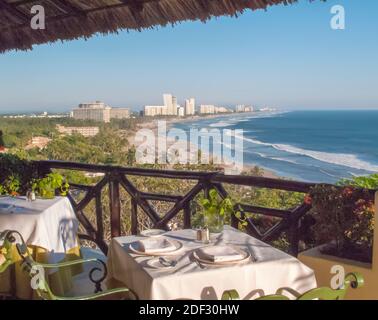 Diamante Strand und Hotelbereich vom Camino Real Hotel, Punta Diamante, Acapulco, Guerrero, Mexiko Stockfoto