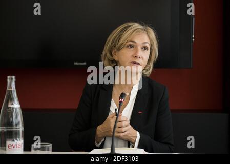 Valerie Pecresse präsentiert am 26. Februar 2020 den "Pakt für Arbeiterviertel" der Region Ile-de-France in Saint Ouen, seine Saint Denis, Frankreich. Foto von Magali Cohen/ABACAPRESS.COM Stockfoto