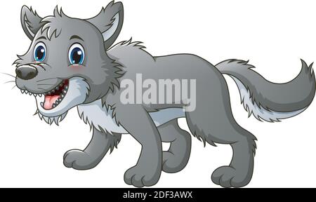 Vektor-Illustration von lächelnden Wolf Cartoon Stock Vektor