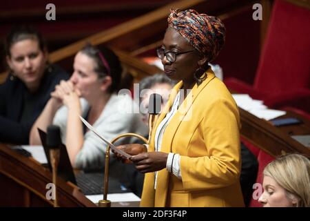 Der Abgeordnete Daniele Obono nimmt an einer Fragestunde an die Regierung in der französischen Nationalversammlung am 3. März 2020 in Paris, Frankreich, Teil. Foto von David Niviere/ABACAPRESS.COM Stockfoto