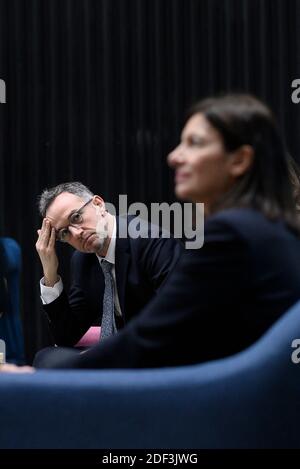 Anne Hidalgo und Emmanuel Gregoire im Bahnhof F für eine Pressekonferenz am 5. März 2020 in Paris, Frankreich. Foto von Eliot Blondt/ABACAPRESS.COM Stockfoto