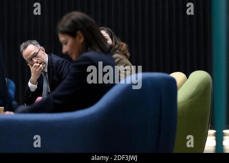 Anne Hidalgo und Emmanuel Gregoire im Bahnhof F für eine Pressekonferenz am 5. März 2020 in Paris, Frankreich. Foto von Eliot Blondt/ABACAPRESS.COM Stockfoto