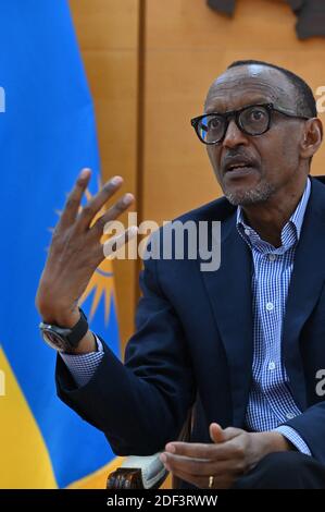 ITW du Président Paul Kagamé , Kigali, Ruanda am 31. Januar 2020. Foto von Elodie Gregoire/ABACAPRESS.COM Stockfoto