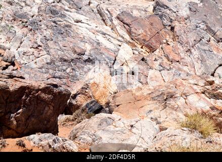 Nahaufnahme der Bar aus Jaspis, die für Marmor gehalten wurde, was der Stadt Marble Bar ihren Namen gab: Pilbara, Western Australia Stockfoto