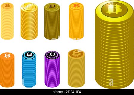 Dies ist eine Illustration von gestapelten Bitcoin-Medaillen Stock Vektor
