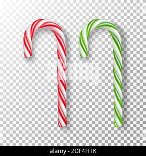 Zwei realistische Weihnachtsbonbon-Kollektion, isolierte Illustration. Stock Vektor