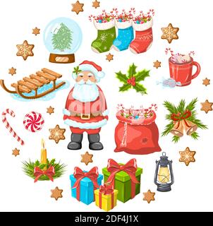 Weihnachten und Neujahr. Elemente für Karten, Einladungen, Banner und Flyer. Stock Vektor