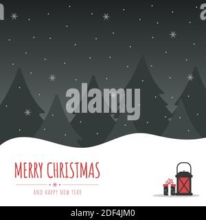 Weihnachtsbanner. Netter Hintergrund mit Nacht Winterlandschaft. Stock Vektor