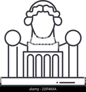 Museum Standort Symbol, lineare isolierte Illustration, dünne Linie Vektor, Web-Design-Zeichen, Kontur Konzept Symbol mit editierbaren Strich auf weißem Hintergrund Stock Vektor