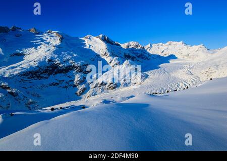 Geographie / Reisen, Schweiz, Wannenhoerner und Aletschgletscher im Winter, Valai, Additional-Rights-Clearance-Info-not-available Stockfoto