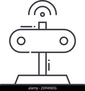 Bewegungssensor-Symbol, lineare isolierte Illustration, dünner Linienvektor, Webdesign-Zeichen, Umrisskonzept-Symbol mit editierbarer Kontur auf weißem Hintergrund. Stock Vektor