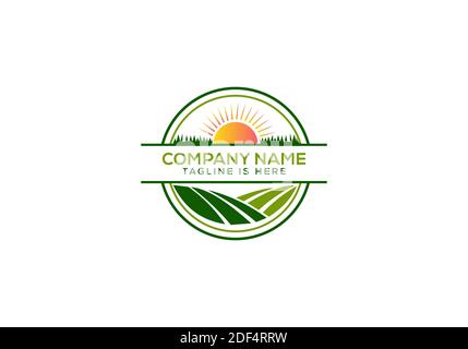 Agrarlogo. Logo-Design für Landwirtschaft und Landwirtschaft. Design-Vorlage für Agrarwirtschaft, Öko-Farm und ländliche Länder Stock Vektor