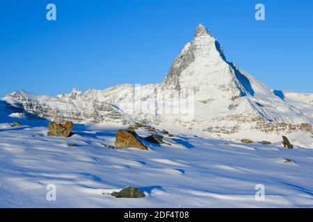 Geographie / Reisen, Schweiz, Matterhorn, 4478 m, Zermatt, Wallis, Additional-Rights-Clearance-Info-not-available Stockfoto