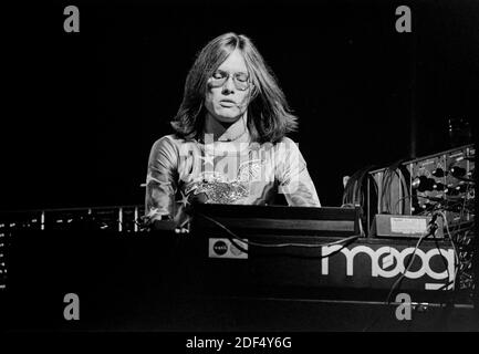 Todd Rundgren mit Utopia auf der Bühne im Haguer, Niederlande, 12. Oktober 1975. (Foto von Gijsbert Hanekriot) Stockfoto