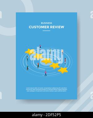 Unternehmenskunden bewerten Menschen stehen um Stern für Vorlage Flyer Und drucken Banner Cover isometrische 3d flache Stil Vektor-Design Abbildung Stockfoto
