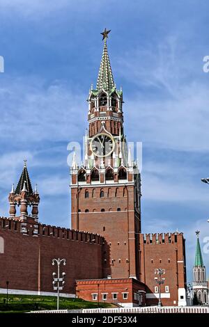 Spasski Turm der Kreml. Das beherrschende Gebäude auf dem Roten Platz in Moskau. Stockfoto