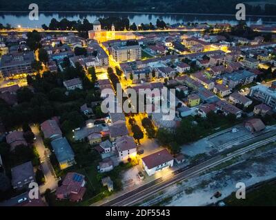 Luftaufnahme der Stadt Boretto, Reggio Emilia, italien Stockfoto