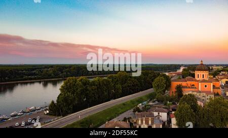 Luftaufnahme der Stadt Boretto, Reggio Emilia, italien Stockfoto