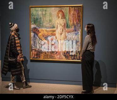 London UK 3 Dezember 2020 Edvard Munch ,der Tod von Marat 1907 Öl auf Leinwand Teil der Royal Academy Tracey Emin / Edvard Munch: Die Einsamkeit der Seele an der Royal Academy of Arts.Paul Quezada-Neiman / Alamy Live News Stockfoto