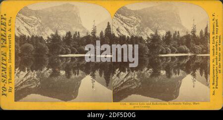 Spiegelsee und Reflexionen, Yo-Semite Valley, Mariposa County., Standbild, Stereographen, 1850 - 1930 Stockfoto