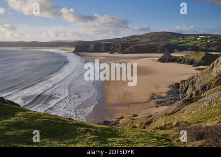 Three Cliffs Bay auf der Gower Peninsula in Südwales Stockfoto