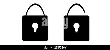 Vorhängeschloss Datenschutz Vektor-Symbol auf weißem Hintergrund isoliert Stockfoto