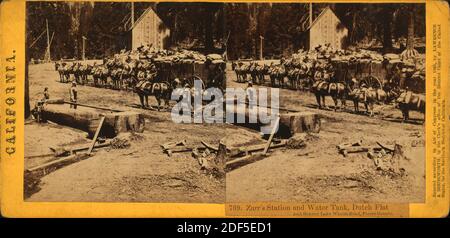 Zurr's Station and Water Tank, Dutch Flat and Donner Lake Wagon Road, Placer County., Standbild, Stereogramme, 1850 - 1930 Stockfoto