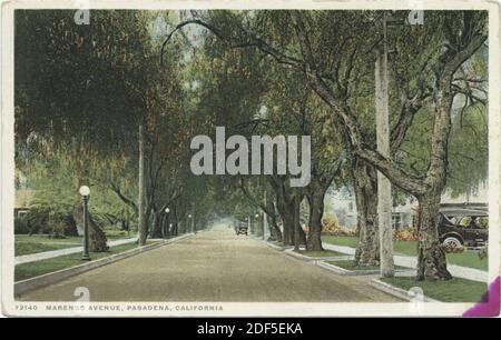 Marengo Avenue, Pasadena, Calif., Standbild, Postkarten, 1898 - 1931 Stockfoto