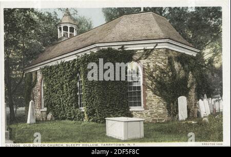 Alte holländische Kirche, Sleepy Hollow, Tarrytown, N. Y., Standbild, Postkarten, 1898 - 1931 Stockfoto