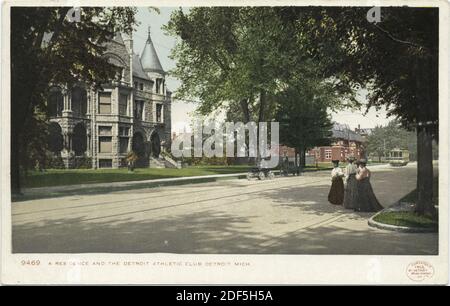 Residence und Detroit Athletic Club, Detroit, mich., Standbild, Postkarten, 1898 - 1931 Stockfoto