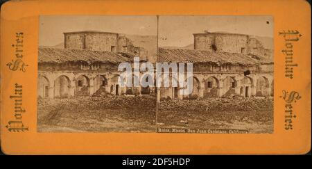 Ruinen, Mission San Juan Capistrano, Kalifornien., Standbild, Stereografien, 1870 - 1925 Stockfoto