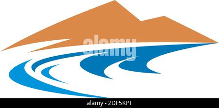 Stilisierte Vektor-Logo-Symbol für Fluss und Berg Stock Vektor