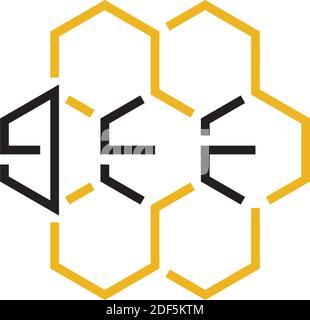 Wabe mit Biene Text Logo Symbol Vektor Stock Vektor