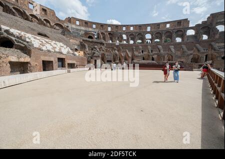 Ein sehr ruhiges römisches Kolosseum in Rom, Italien während der Coronavius Pandemie Sommer 2020 Stockfoto