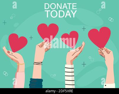 Charty, Freiwilligenarbeit und Spendenkonzept. Stock Vektor
