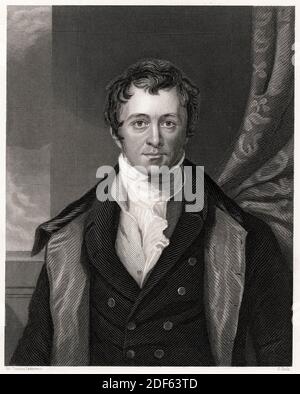 Sir Humphry Davy, 1. Baronet (1778-1829), kornischer Chemiker und Erfinder, Porträtdruck von Conrad Cook nach Sir Thomas Lawrence, 1830 Stockfoto