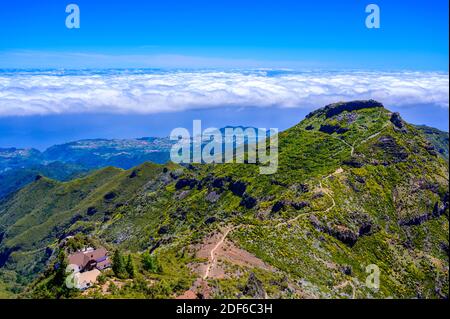 Achada do Teixeira - Blick vom Pico Ruivo - Wandern auf Madeira, Portugal Stockfoto