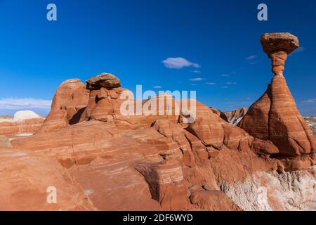 Wahweap Hoodoos rote Sandsteinlandschaft in der Nähe von Page, Arizona, Vereinigte Staaten von Amerika Stockfoto