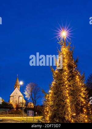 Weihnachten in Norwegen bei Fana kirke Stockfoto