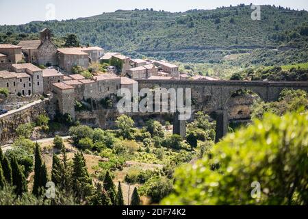 Gesamtansicht der Minerve, Frankreich, Europa. Stockfoto