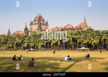 India, Maharashtra, Mumbai, Fort, Oval Maiden und Bombay High Court Stockfoto