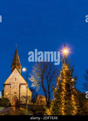 Weihnachten in Norwegen bei Fana kirke Stockfoto