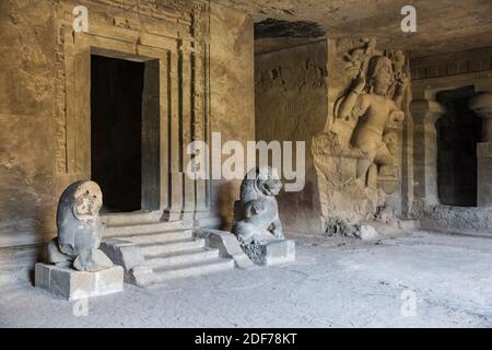 India, Maharashtra, Mumbai, Insel Elephanta Cave Tempel, ein UNESCO-Weltkulturerbe Stockfoto