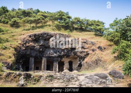 India, Maharashtra, Mumbai, Insel Elephanta Cave Tempel, ein UNESCO-Weltkulturerbe Stockfoto
